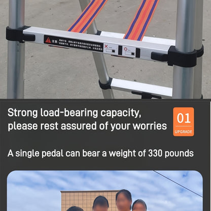 6.5 Ft 7-Step Telescopic Folding Ladder - Herringbone Design, Anti-Shake & Anti-Slip, 330 lb Capacity, Multi-Purpose Outdoor Household Ladder