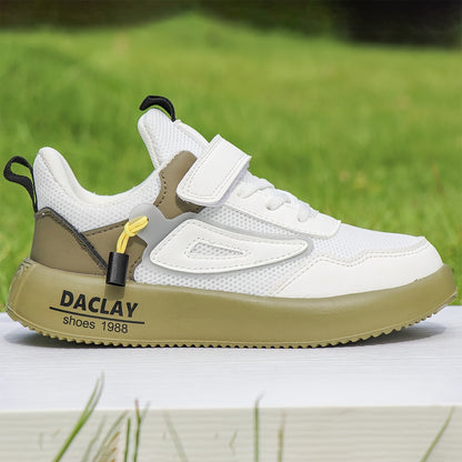 Kids' Vintage Street Sneakers - Breathable PU & Fabric Upper, EVA Sole, Round Toe. Ideal for Casual Wear, Hiking, and Daily Outdoor Activities (Spring/Fall/Summer). - Hiccupzz