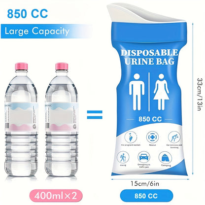 24 Pcs 850cc Disposable Urine Bags – Emergency Portable Urinal and Vomit Bags for Men & Women, Ideal for Camping, Traffic Jams, and Pregnant Women - Hiccupzz