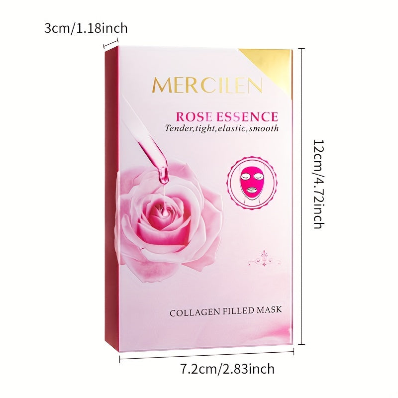 6g*10pcs Rose Collagen Soft Mask - Moisturizing and Cleansing Peeling Mask for Smooth, Hydrated Skin with Reduced Blemishes and Smooth Pores - Portable Packaging Included