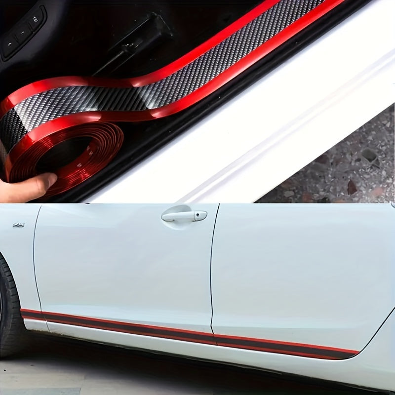 4 Pcs Set Car Door Sill Protectors - Self-Adhesive, Scratch-Resistant Anti-Collision Film with Stylish Pinstripe Design for Most Cars