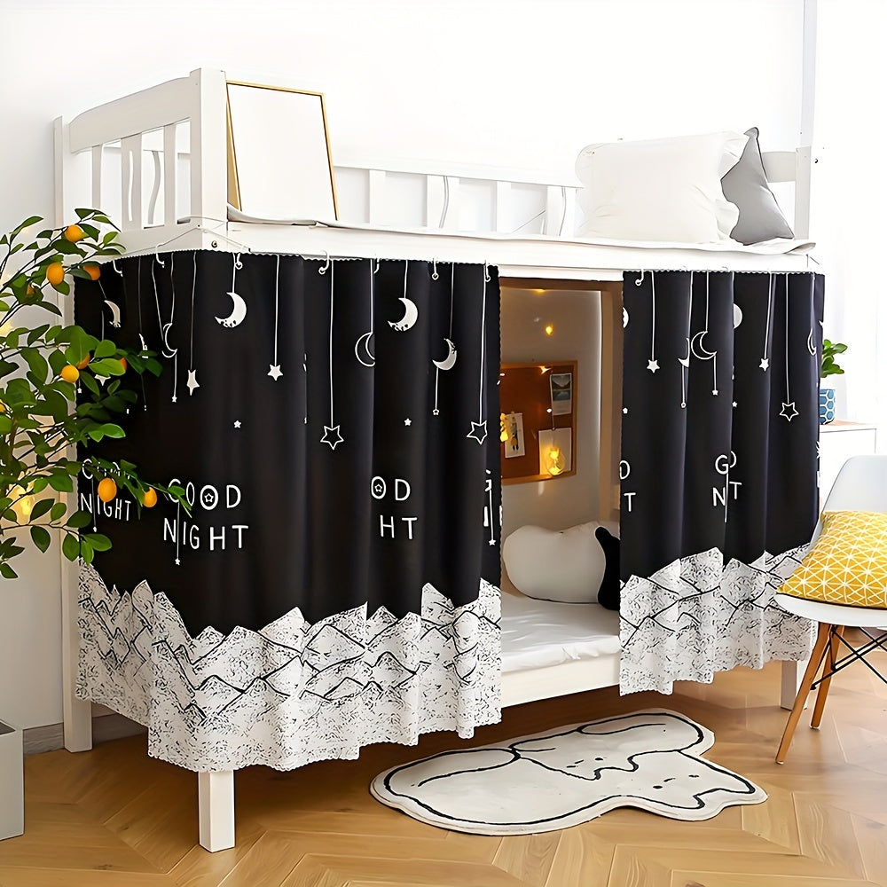 1 Pc Starry Night Bed Curtain - Dorm Room Privacy Divider, Blackout Window Treatment for Student Dorms, Machine Washable Polyester