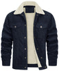 Corduroy Lapel Long Sleeve Plush Jacket Coat - Hiccupzz