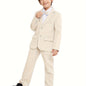3-Pcs Boys Formal Plaid Gentleman Outfit Set, Long Sleeve Blazer, Bowtie, Pants - Hiccupzz