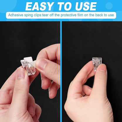 1/10/20/50 Pcs Self-Adhesive Clips: Plastic Spring Clips for Hanging Tapestries, Posters, Photos, and Flags in Home or Office - Hiccupzz