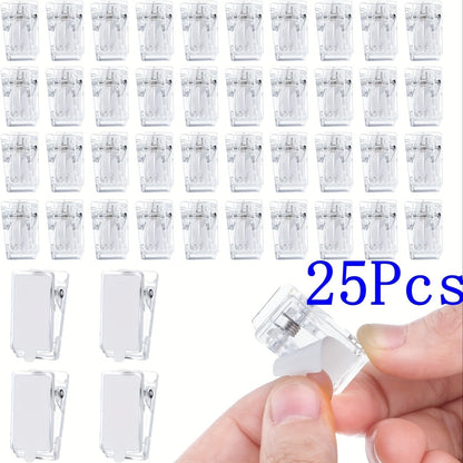 1/10/20/50 Pcs Self-Adhesive Clips: Plastic Spring Clips for Hanging Tapestries, Posters, Photos, and Flags in Home or Office - Hiccupzz