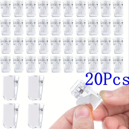 1/10/20/50 Pcs Self-Adhesive Clips: Plastic Spring Clips for Hanging Tapestries, Posters, Photos, and Flags in Home or Office - Hiccupzz