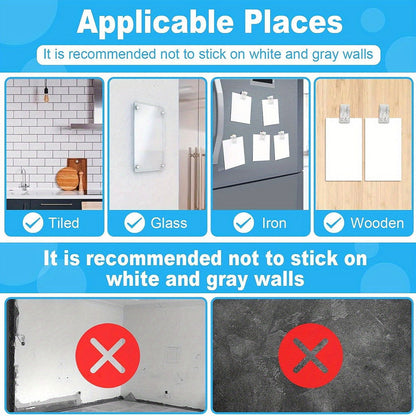 1/10/20/50 Pcs Self-Adhesive Clips: Plastic Spring Clips for Hanging Tapestries, Posters, Photos, and Flags in Home or Office - Hiccupzz