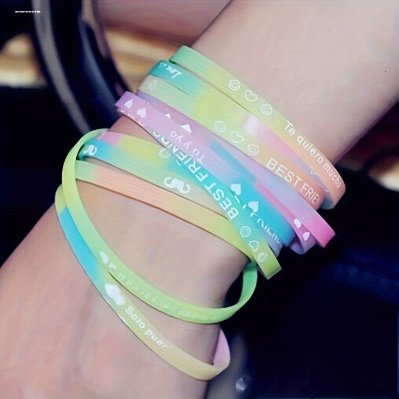 1/2/10 Pcs Glow-in-the-Dark Silicone Bracelets: Adjustable 3mm Wide Party Favors for Birthday, Graduation, Halloween, and Christmas - Hiccupzz