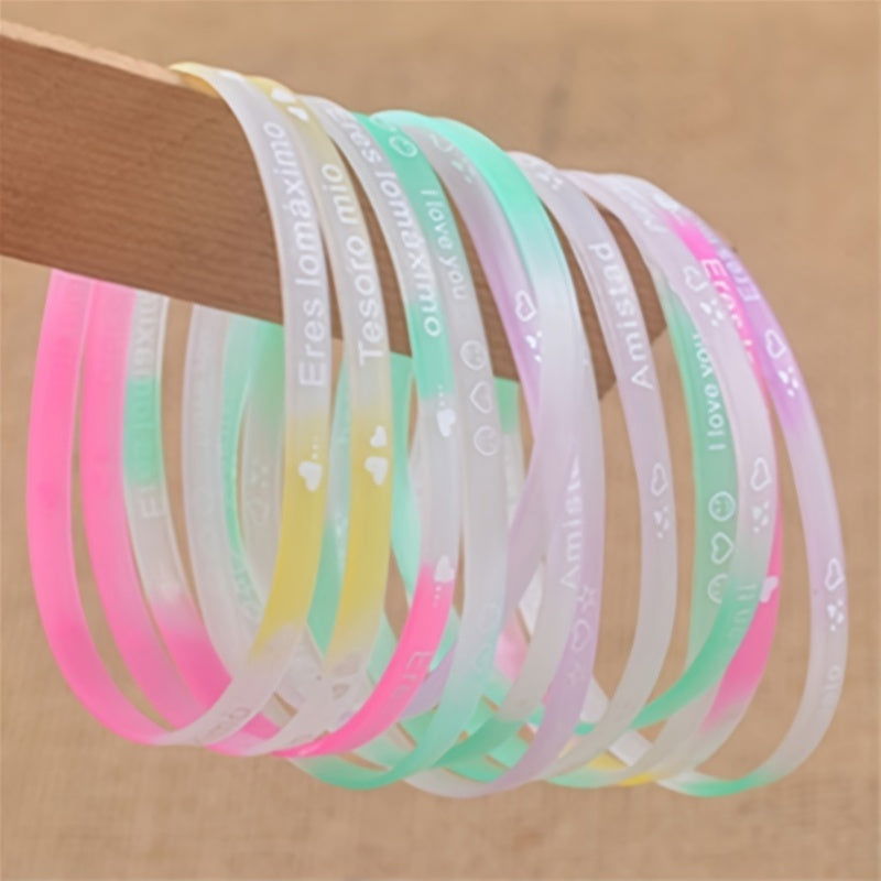 1/2/10 Pcs Glow-in-the-Dark Silicone Bracelets: Adjustable 3mm Wide Party Favors for Birthday, Graduation, Halloween, and Christmas - Hiccupzz