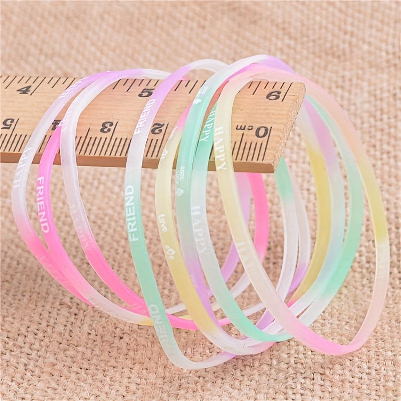 1/2/10 Pcs Glow-in-the-Dark Silicone Bracelets: Adjustable 3mm Wide Party Favors for Birthday, Graduation, Halloween, and Christmas - Hiccupzz