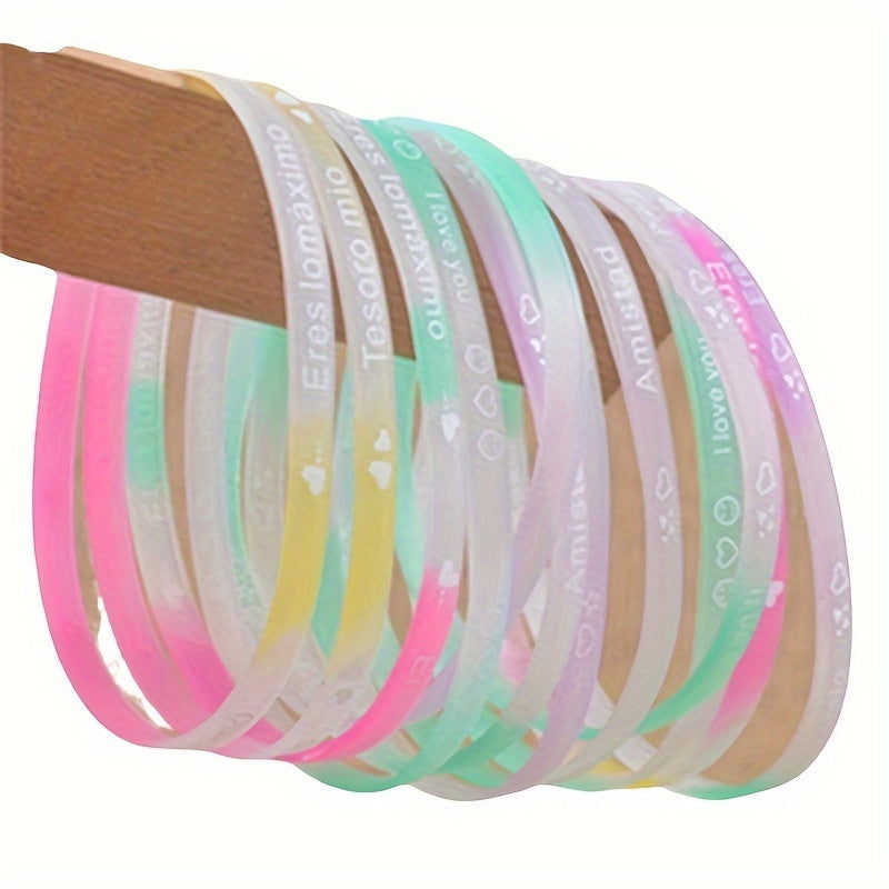 1/2/10 Pcs Glow-in-the-Dark Silicone Bracelets: Adjustable 3mm Wide Party Favors for Birthday, Graduation, Halloween, and Christmas - Hiccupzz