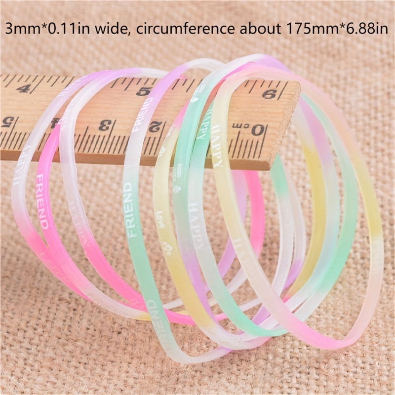 1/2/10 Pcs Glow-in-the-Dark Silicone Bracelets: Adjustable 3mm Wide Party Favors for Birthday, Graduation, Halloween, and Christmas - Hiccupzz