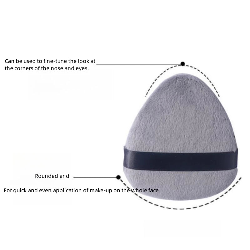 1/2/5 Pcs Large Grey Black Tongue Water Drop Powder Puff Setting Loose Powder Flocking Soft Cosmetic Triangle Pointed Makeup Tool - Hiccupzz