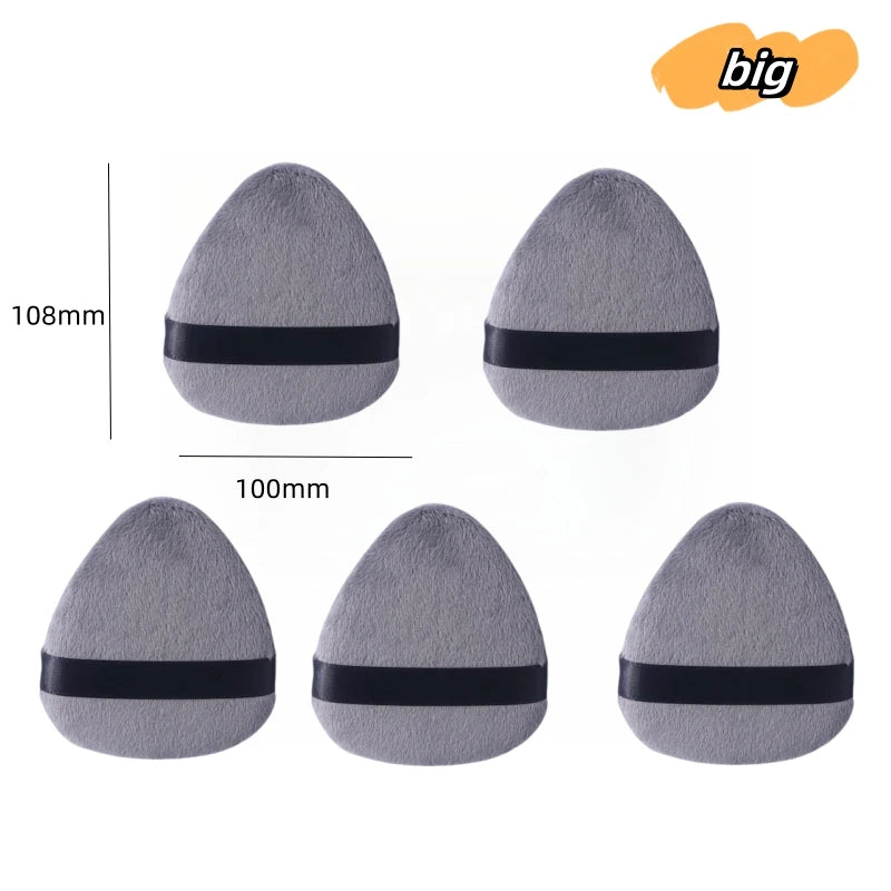 1/2/5 Pcs Large Grey Black Tongue Water Drop Powder Puff Setting Loose Powder Flocking Soft Cosmetic Triangle Pointed Makeup Tool - Hiccupzz