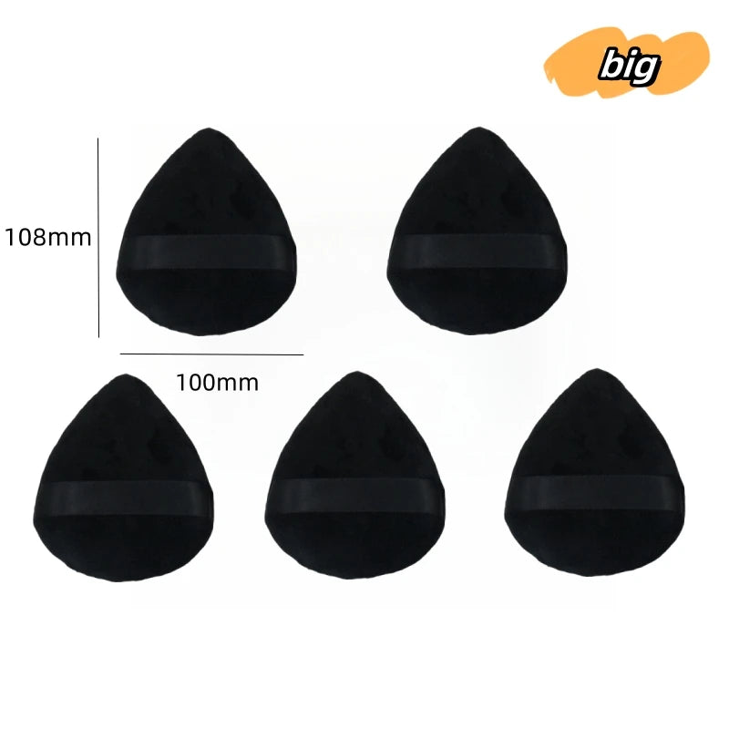 1/2/5 Pcs Large Grey Black Tongue Water Drop Powder Puff Setting Loose Powder Flocking Soft Cosmetic Triangle Pointed Makeup Tool - Hiccupzz