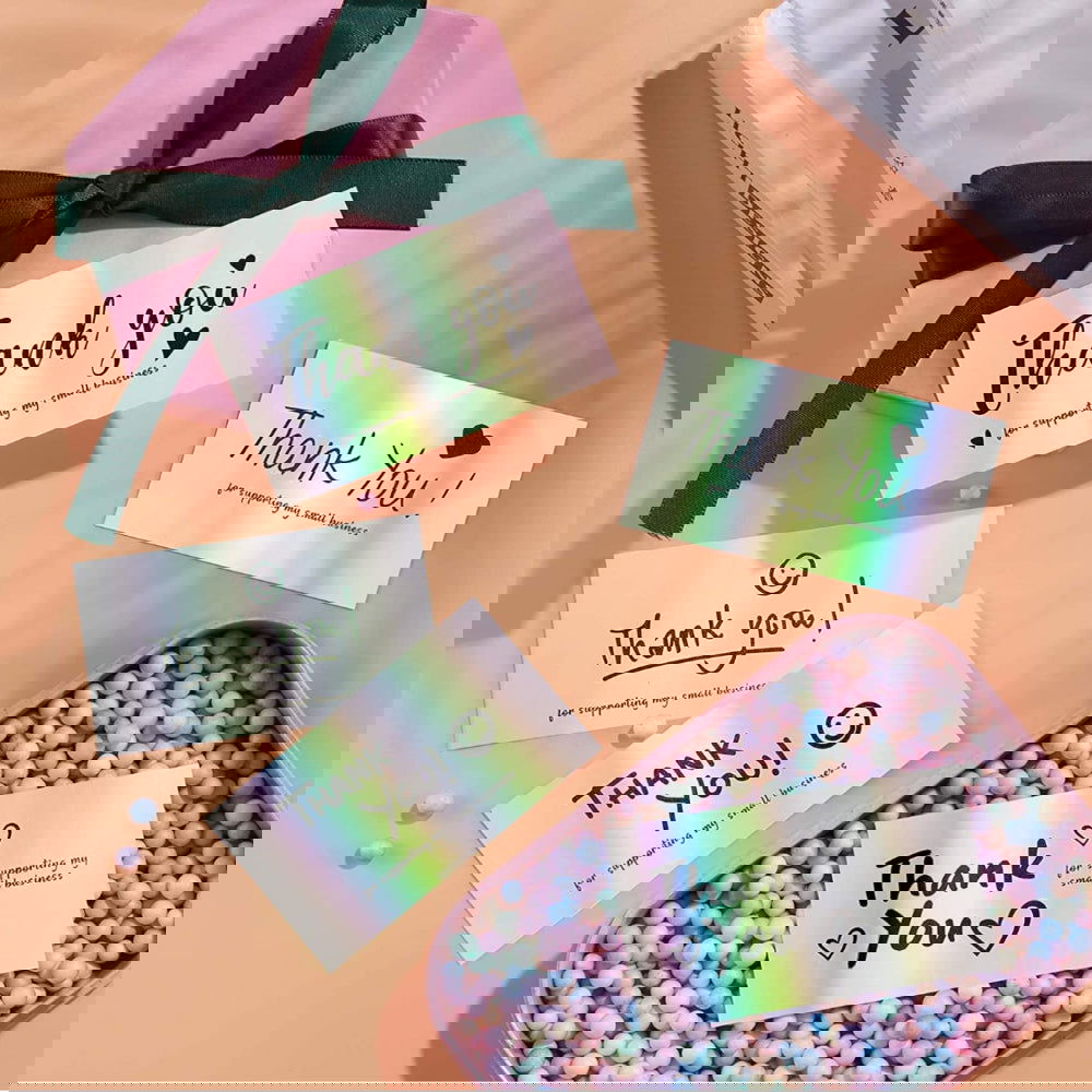 1/20 Pcs Laser Rainbow Thank You Cards: Perfect for Weddings, Business, Graduation, and Gift Packaging - Hiccupzz