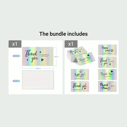 1/20 Pcs Laser Rainbow Thank You Cards: Perfect for Weddings, Business, Graduation, and Gift Packaging - Hiccupzz