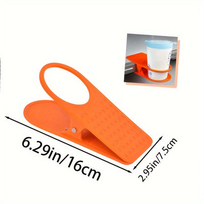 1/3 Pcs Space-Saving Clip-On Cup Holder – Lightweight & Sturdy Design for Tables, Storage Tray Included, Random Colors - Hiccupzz