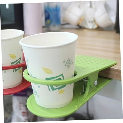 1/3 Pcs Space-Saving Clip-On Cup Holder – Lightweight & Sturdy Design for Tables, Storage Tray Included, Random Colors - Hiccupzz