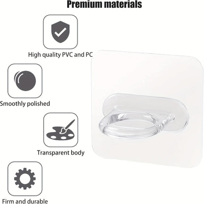 1/4/10/20 Pcs Adhesive Wall Hooks: No-Drill, Easy Install, Stylish Plastic Rings for Kitchen and Bathroom Organization - Hiccupzz