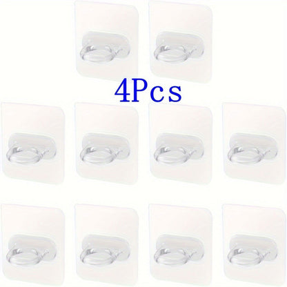 1/4/10/20 Pcs Adhesive Wall Hooks: No-Drill, Easy Install, Stylish Plastic Rings for Kitchen and Bathroom Organization - Hiccupzz