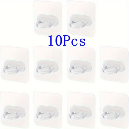 1/4/10/20 Pcs Adhesive Wall Hooks: No-Drill, Easy Install, Stylish Plastic Rings for Kitchen and Bathroom Organization - Hiccupzz