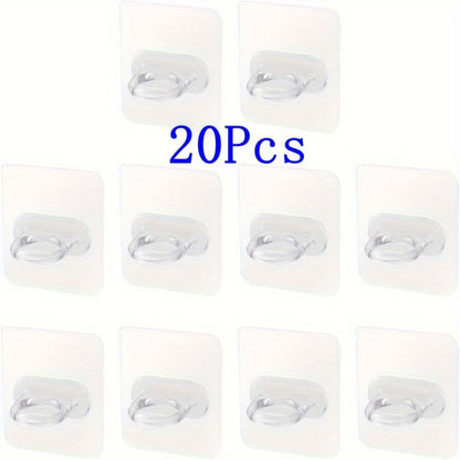 1/4/10/20 Pcs Adhesive Wall Hooks: No-Drill, Easy Install, Stylish Plastic Rings for Kitchen and Bathroom Organization - Hiccupzz