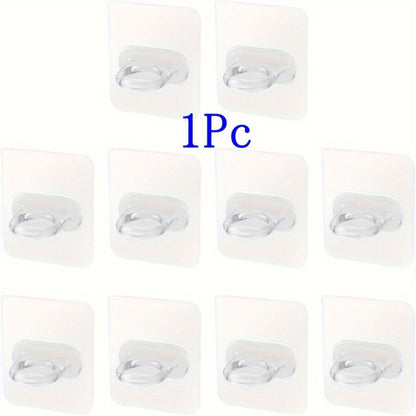 1/4/10/20 Pcs Adhesive Wall Hooks: No-Drill, Easy Install, Stylish Plastic Rings for Kitchen and Bathroom Organization - Hiccupzz