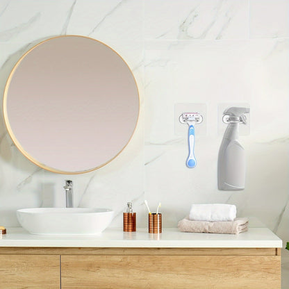 1/4/10/20 Pcs Adhesive Wall Hooks: No-Drill, Easy Install, Stylish Plastic Rings for Kitchen and Bathroom Organization - Hiccupzz