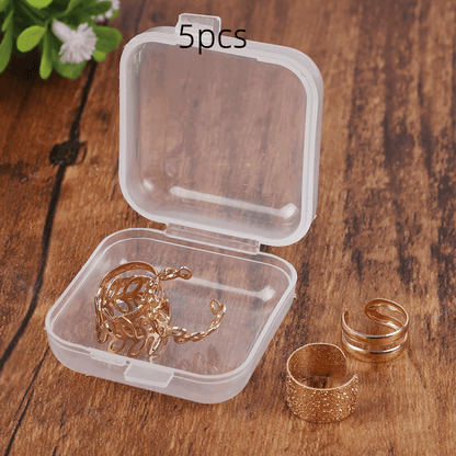 1/5/10 Pcs Plastic Transparent Mini Box With Lid, Square Container, For Storage Earbuds Jewelry Earrings Parts Box - Hiccupzz
