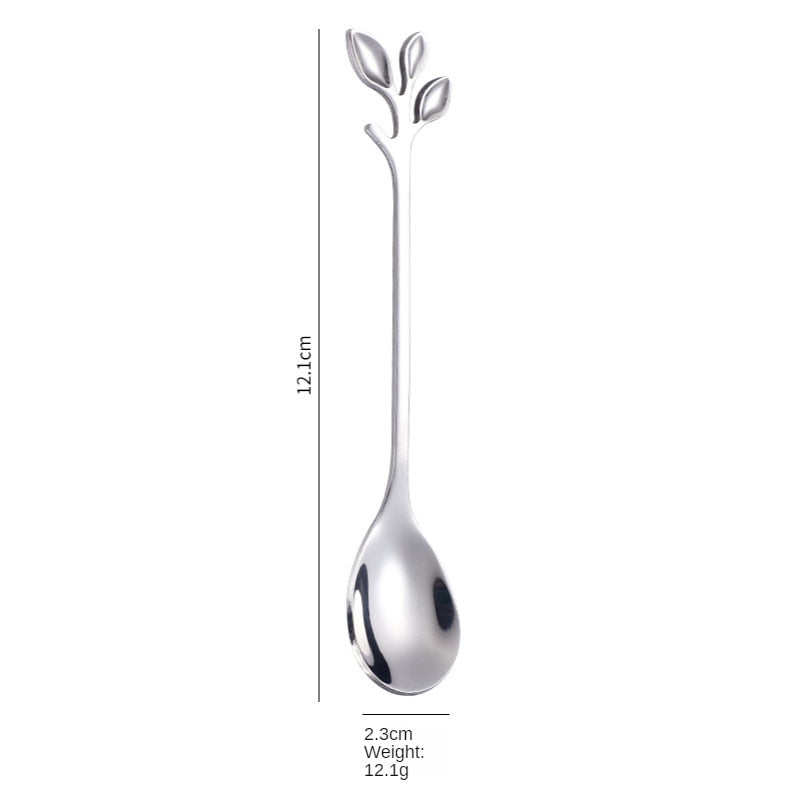 1/5 Pcs  Tree Leaf Stainless Steel Gold Spoons - Hiccupzz