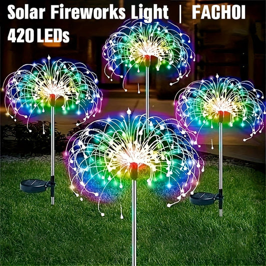 1-Pack Solar Firework Lights, 200/150/90/60 LEDs, 8 Modes - Hiccupzz