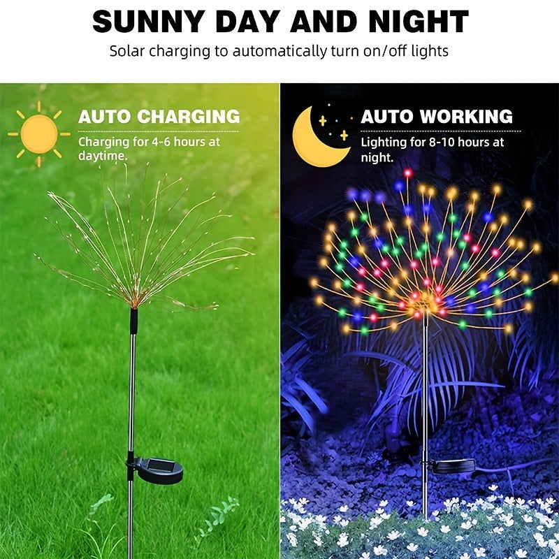 1-Pack Solar Firework Lights, 200/150/90/60 LEDs, 8 Modes - Hiccupzz