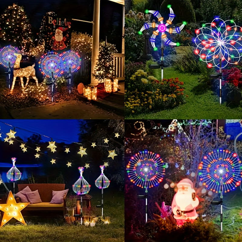 1-Pack Solar Firework Lights, 200/150/90/60 LEDs, 8 Modes - Hiccupzz