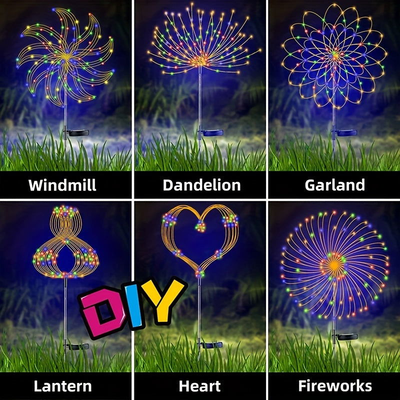1-Pack Solar Firework Lights, 200/150/90/60 LEDs, 8 Modes - Hiccupzz