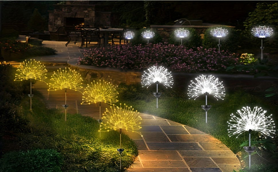 1-Pack Solar Firework Lights, 200/150/90/60 LEDs, 8 Modes - Hiccupzz