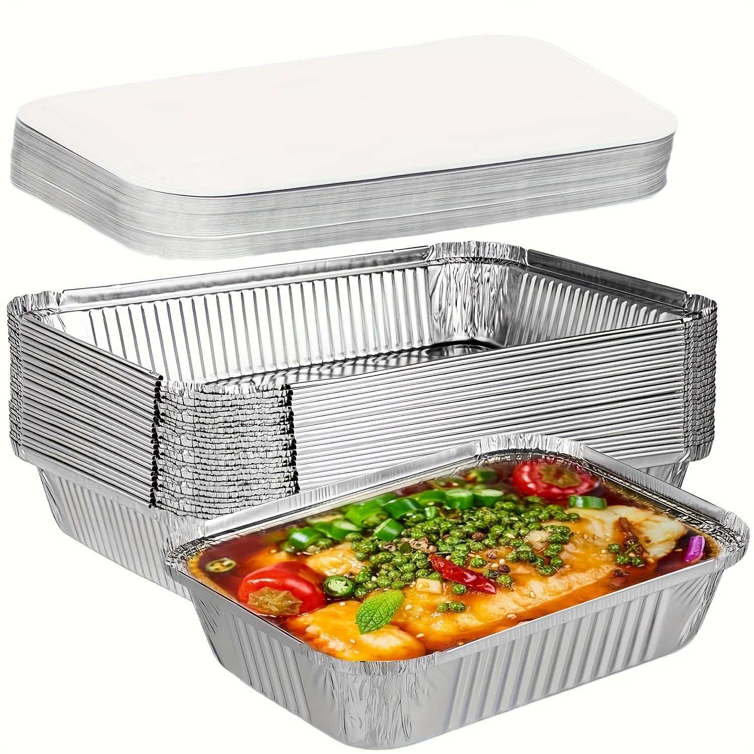 10/20 Pcs Disposable Aluminum Foil Pans with Lids – Heavy Duty Food Containers for Roasting, Cooking, Camping, and Travel - Hiccupzz