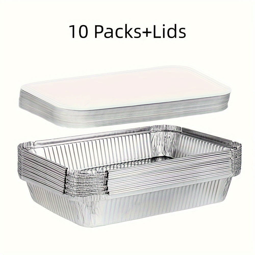 10/20 Pcs Disposable Aluminum Foil Pans with Lids – Heavy Duty Food Containers for Roasting, Cooking, Camping, and Travel - Hiccupzz