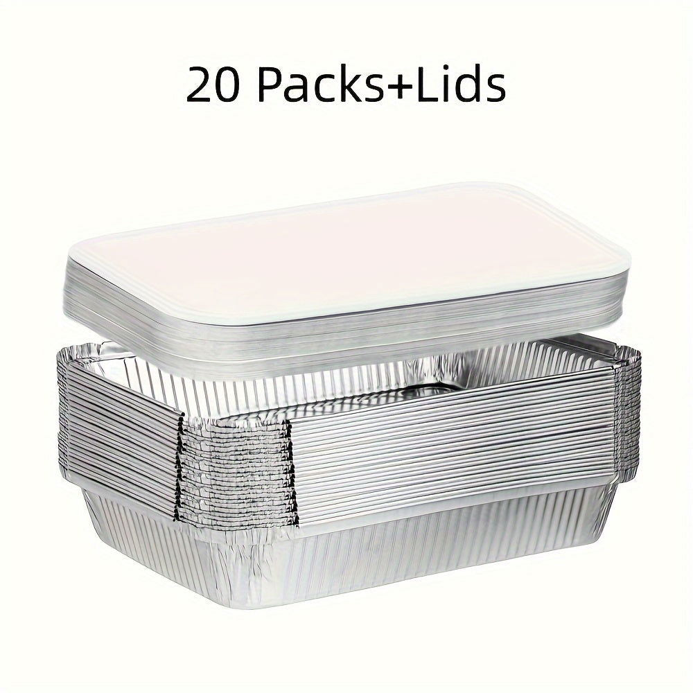 10/20 Pcs Disposable Aluminum Foil Pans with Lids – Heavy Duty Food Containers for Roasting, Cooking, Camping, and Travel - Hiccupzz