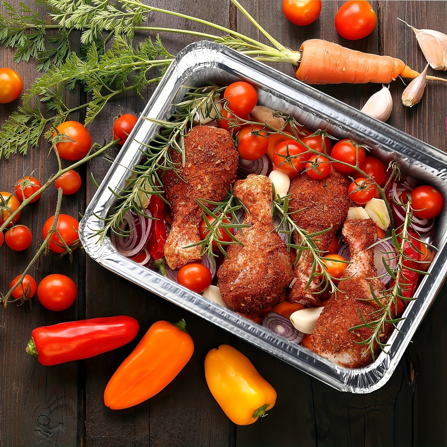 10/20 Pcs Disposable Aluminum Foil Pans with Lids – Heavy Duty Food Containers for Roasting, Cooking, Camping, and Travel - Hiccupzz