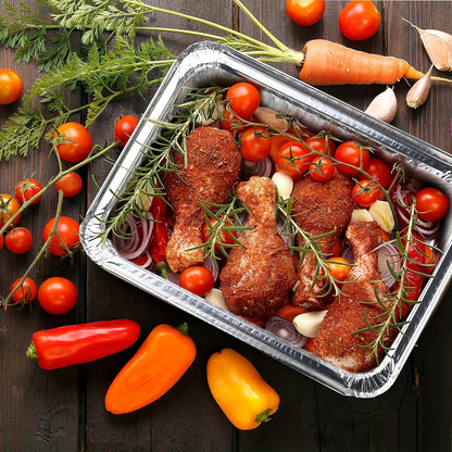 10/20 Pcs Disposable Aluminum Foil Pans with Lids – Heavy Duty Food Containers for Roasting, Cooking, Camping, and Travel - Hiccupzz