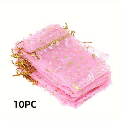 10-Pack Jewelry Gift Bags with Drawstring – Transparent Pouches for Candy, Christmas Gifts, and Special Occasions - Hiccupzz