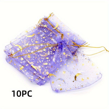 10-Pack Jewelry Gift Bags with Drawstring – Transparent Pouches for Candy, Christmas Gifts, and Special Occasions - Hiccupzz