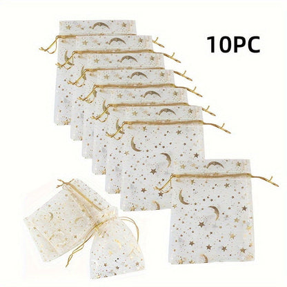 10-Pack Jewelry Gift Bags with Drawstring – Transparent Pouches for Candy, Christmas Gifts, and Special Occasions - Hiccupzz