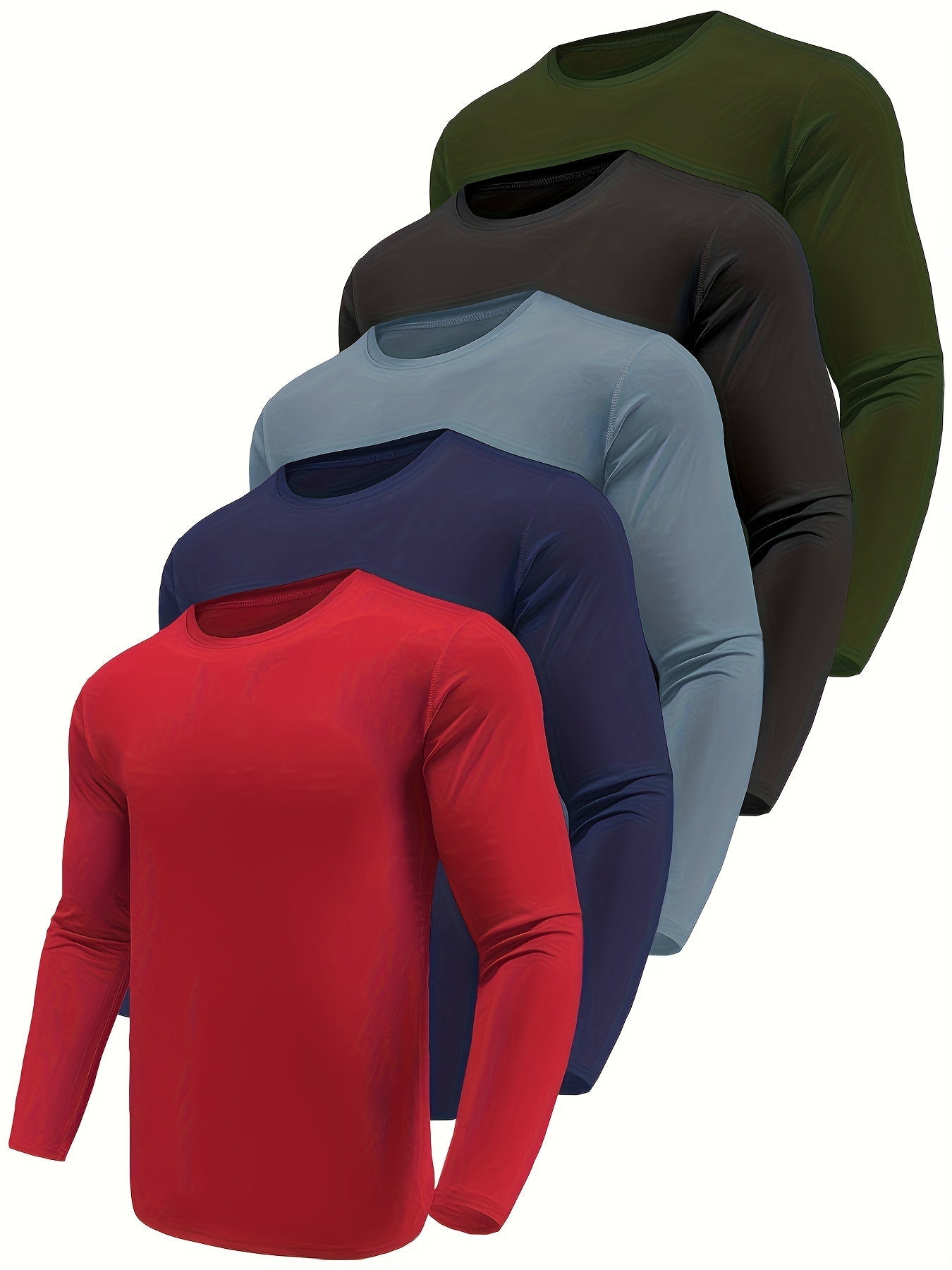 10-Pack Men's Quick-Dry Long Sleeve T-Shirts - Moisture-Wicking Casual Workout Performance Tees - Hiccupzz