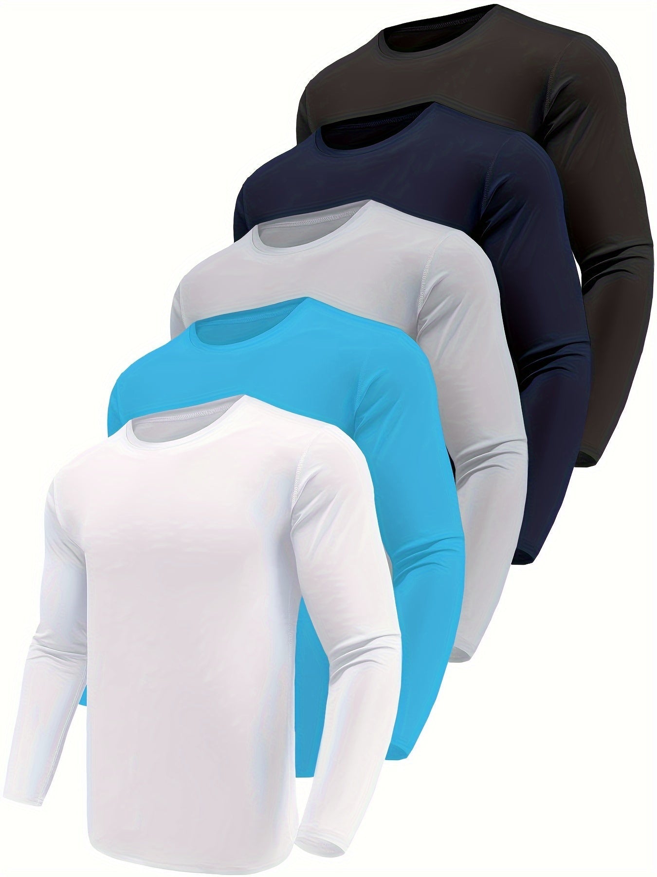 10-Pack Men's Quick-Dry Long Sleeve T-Shirts - Moisture-Wicking Casual Workout Performance Tees - Hiccupzz