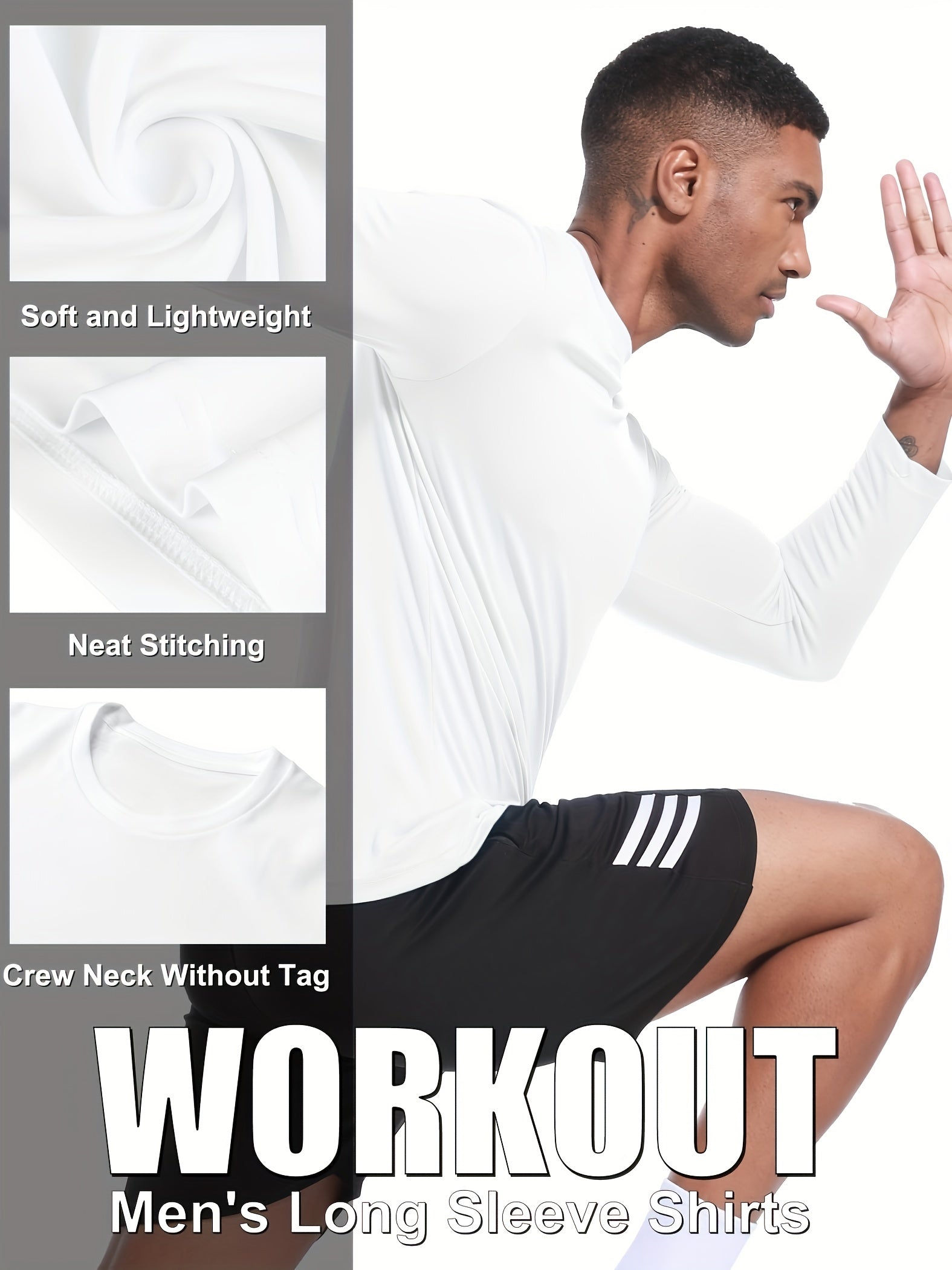 10-Pack Men's Quick-Dry Long Sleeve T-Shirts - Moisture-Wicking Casual Workout Performance Tees - Hiccupzz