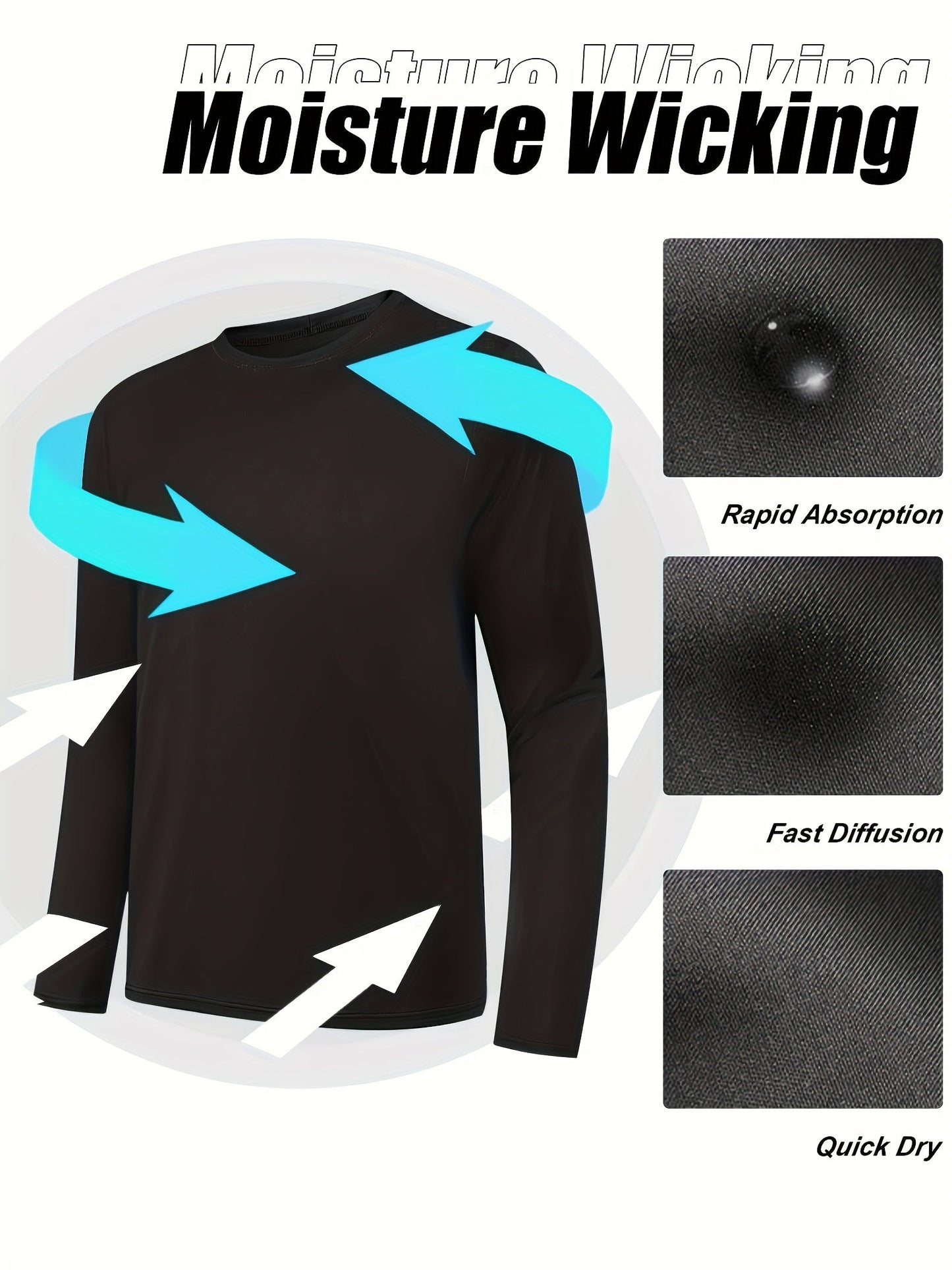 10-Pack Men's Quick-Dry Long Sleeve T-Shirts - Moisture-Wicking Casual Workout Performance Tees - Hiccupzz