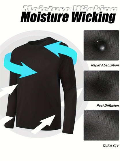 10-Pack Men's Quick-Dry Long Sleeve T-Shirts - Moisture-Wicking Casual Workout Performance Tees - Hiccupzz